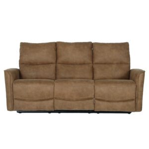 Hægindasófi með 2 mótorum og tveim hægindasætum, ljósbrúnt og steingrátt